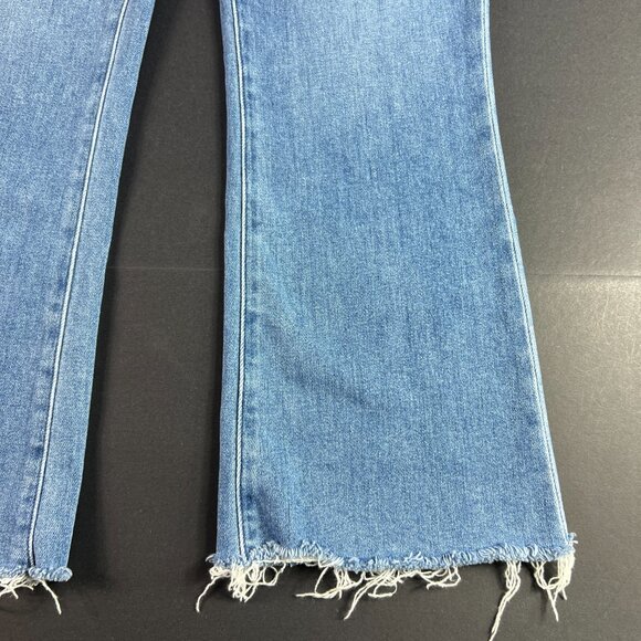 Paige Jeans Women 34x27* Claudine High Rise Crop Flare Blue Raw Hem Denim Tag 32 - Picture 5 of 16